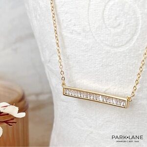 Park Lane CONRAD Gold Necklace with Crystal Bar Pendant, 16”+3”, NWT